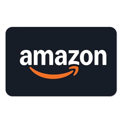 Carta regalo di Amazon con logo bianco su sfondo blu scuro, evidenziando l'opzione di acquisto flessibile per i regali.