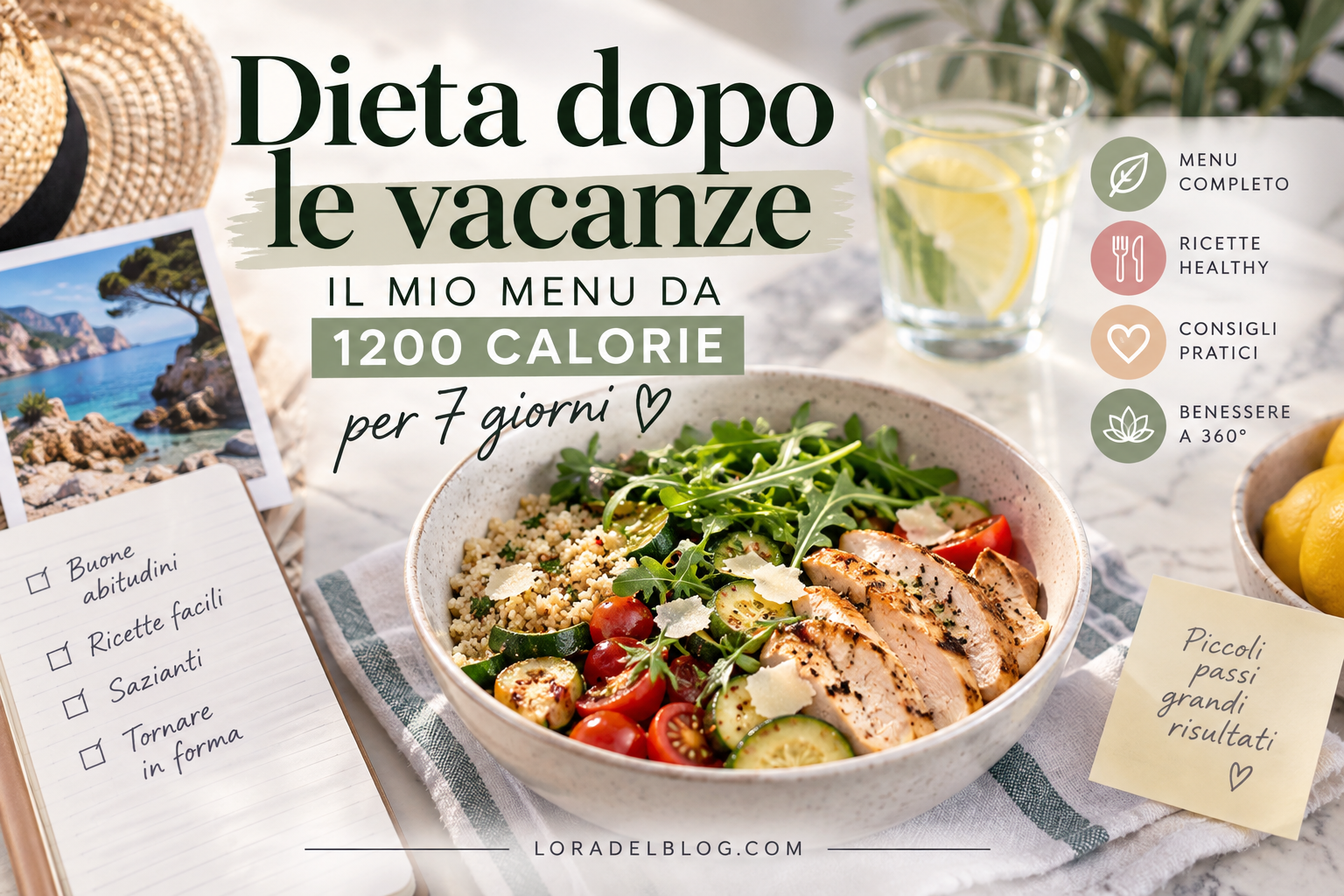 Dieta dopo le vacanze: il mio menu da 1200 calorie per 7 giorni