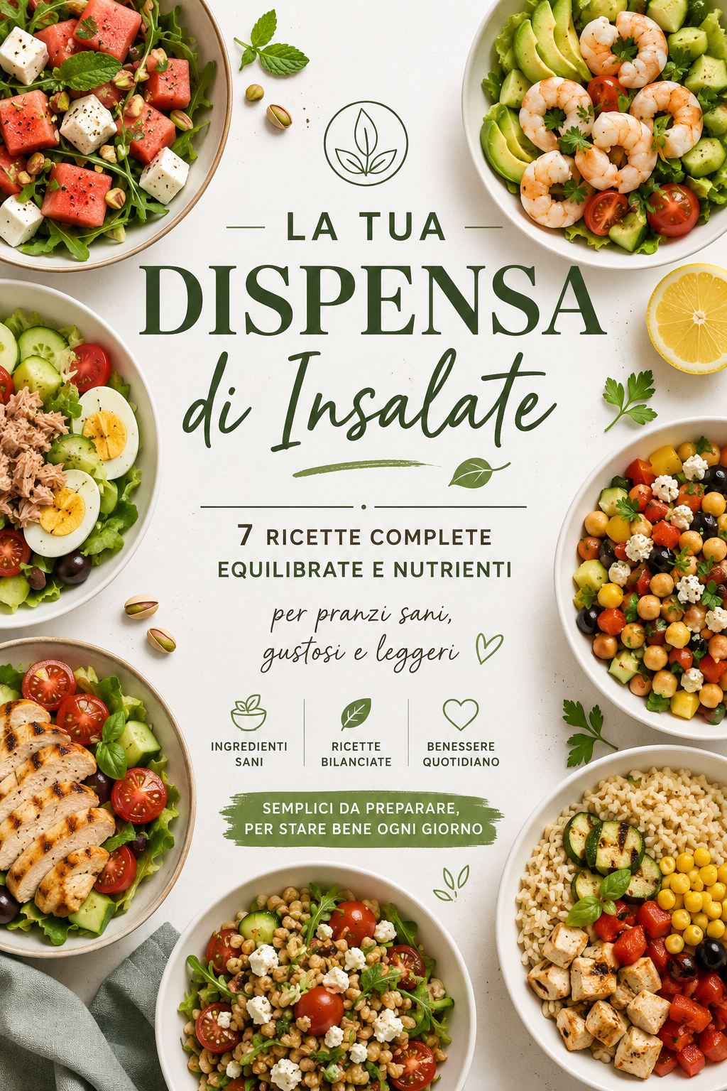 7 Insalate sane e complete + 3 dressing cremosi